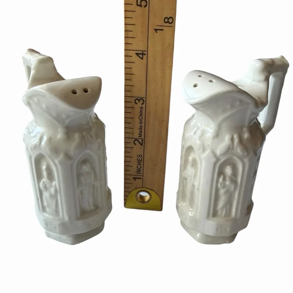 Vintage LEGO Japan #3354 Apostle Pitcher Salt Pepper Shakers Gothic White